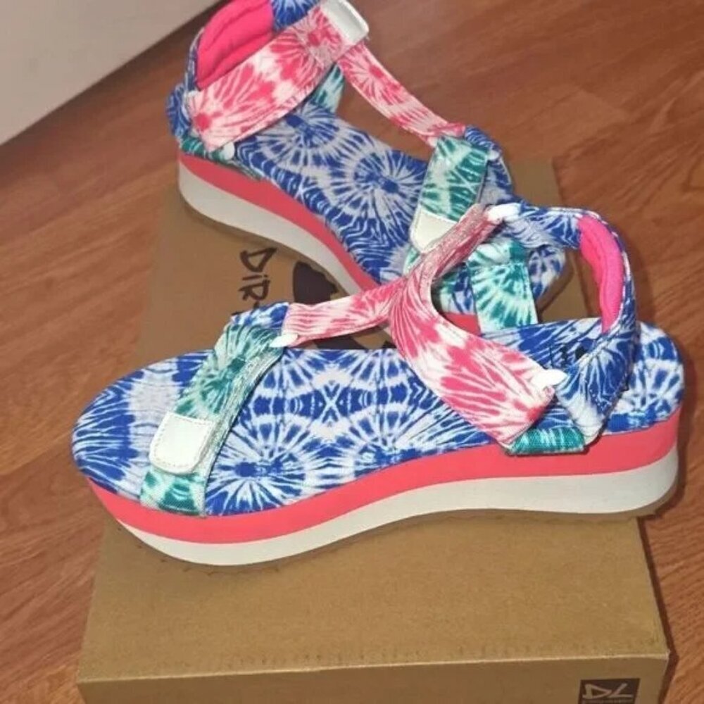 Dirty Laundry Platform Sandals NWT Going Out Colorful Tie Dye Funky Retro Color - Picture 2 of 9